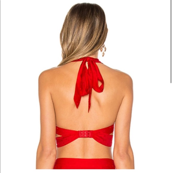 For Love and Lemons Gabriella Silk Dot Halter Top - Picture 2 of 5